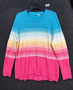GAP Tunic Crewneck Rainbow SweaterWomens Size L Spaceday Blue Long Sleeve